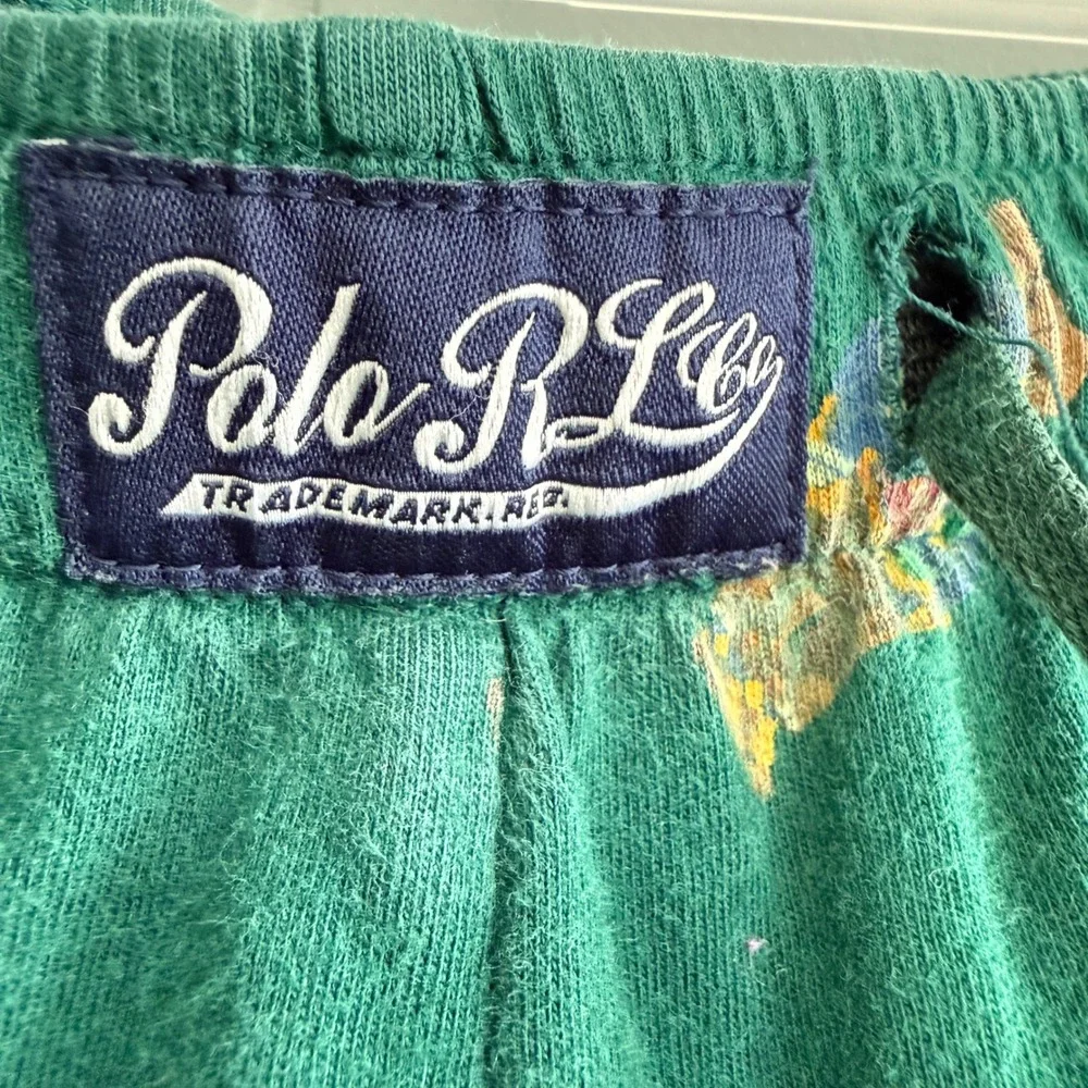 Polo Ralph Lauren‎ Polo Bear Pajama Pants Vtg Size S Forest Green All Over Print